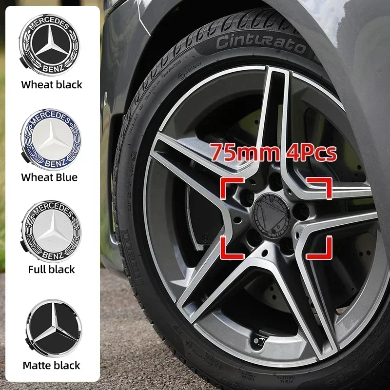 4pcs 75mm Car Styling Wheel Center Cap Hub Covers Badge For Mercedes Benz AMG Apple Tree B W205 W204 W212 W221 Accessories