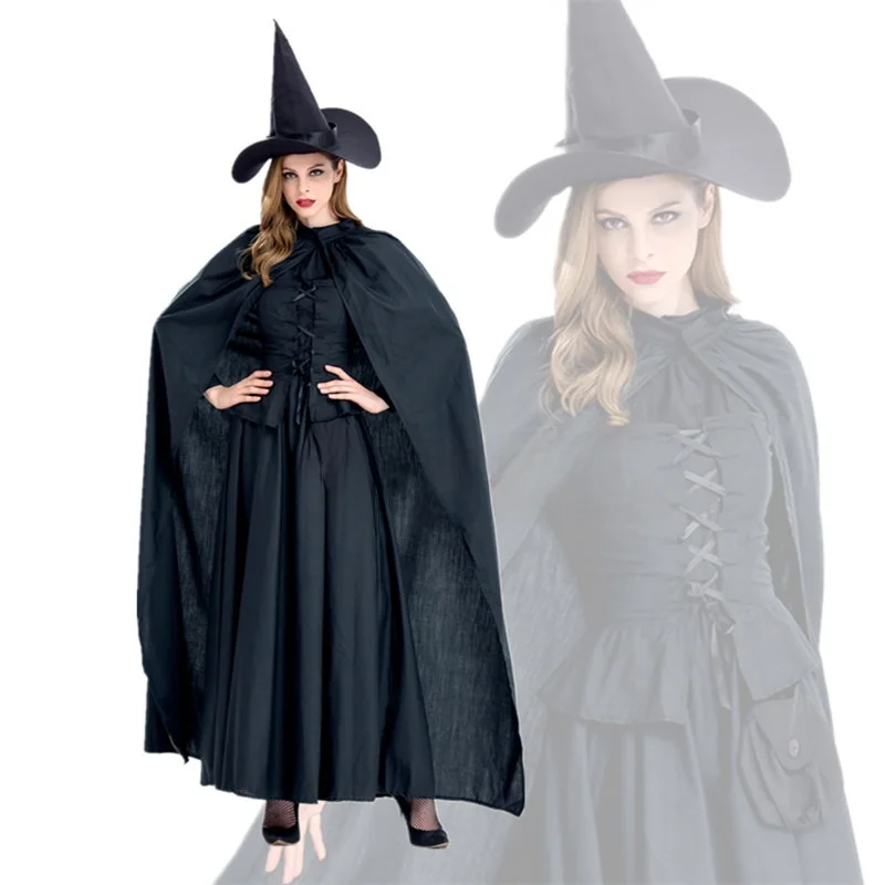 Costume da Halloween per adulti Magic Bla Witch Queen Terror Cosplay Performance Gown Abiti per spettacoli teatrali
