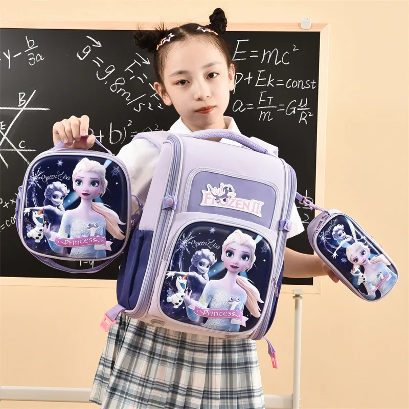 

Disney Girl Boy School Bag Set of 3pcs Grade 1-3 Frozen Spider Man Primary Student Shoulder Orthopedic Backpack Mochila Escolare