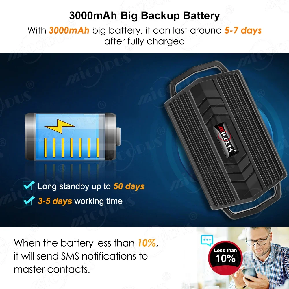 MiCODUS GPS Tracker Dog For Hound Cow Sheep 3000mAh Waterproof Pet Tracker Geo-fence Dog Collar Voice Monitor FREE APP Dog GPS