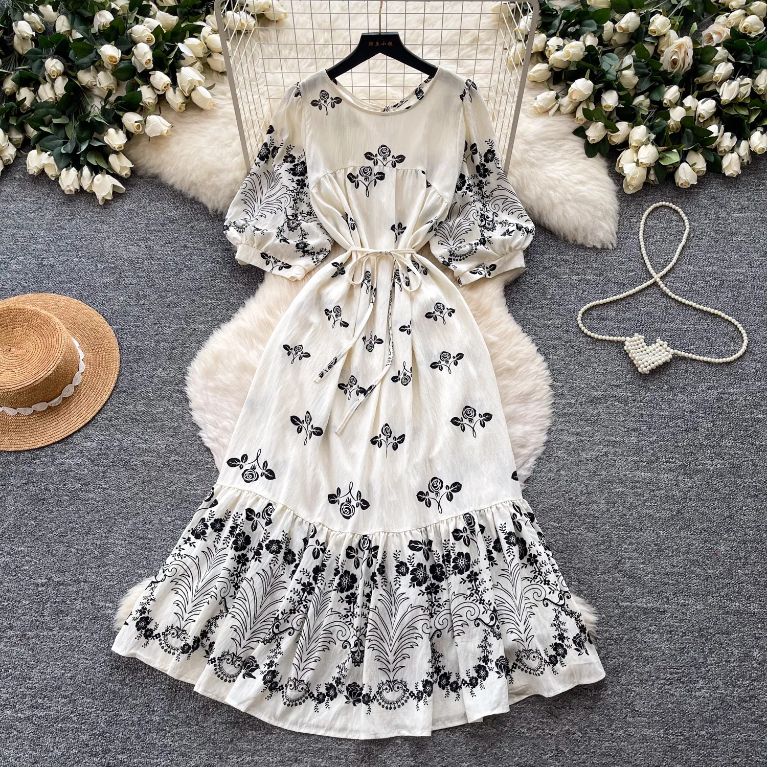 Gaun Panjang Wanita Motif Boho - Boho Summer Beach Maxi Dress ulasan dan harga