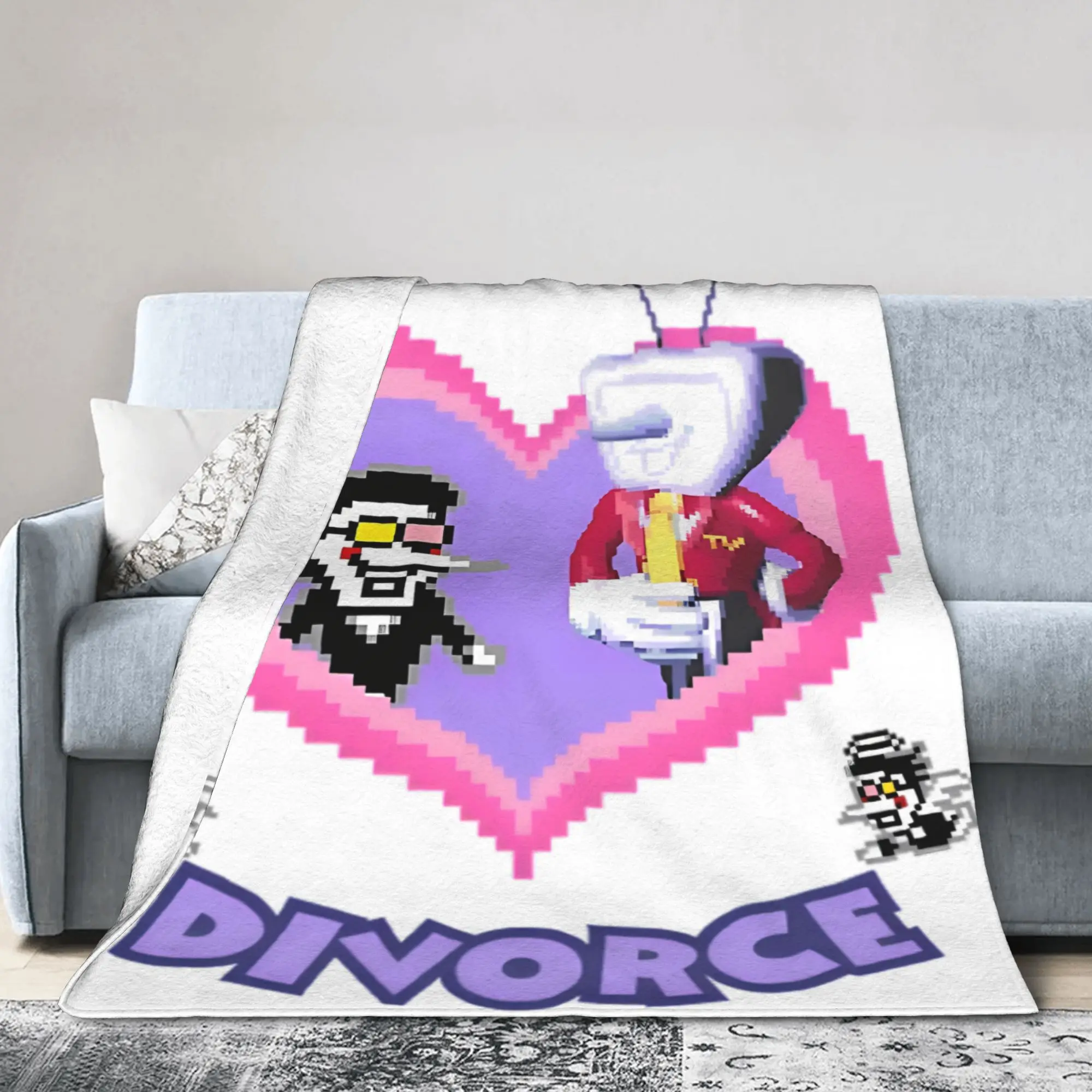 Deltarune Spamton And Tenna Child Of Divorce Soft Warm Blanket Plush Throw Blanket Fashion Bed Flannel Bedspread Sofa Bed Cover