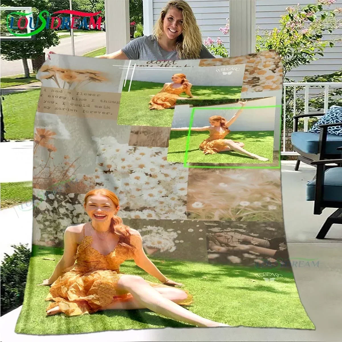 

Famous Actors M-Madelaine-Petsch Pattern Blanket Star Flannel Thin Blanket Portable Home Travel Office Lunch Break Blanket Gift