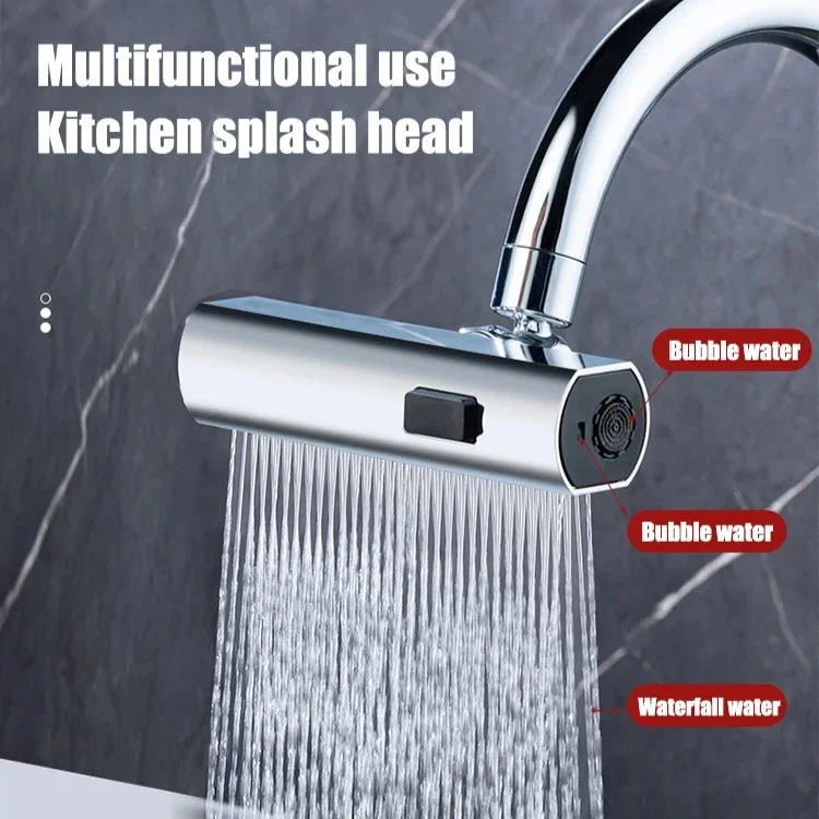 New 3 Modes Waterfall Kitchen Faucet Universal 720° Swivel Spout Sprayer Bathroom Basin Water Tap Extender Kitchen Accessories