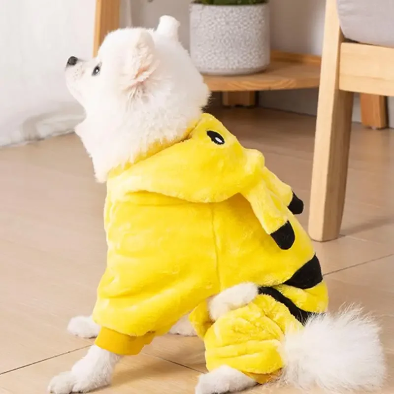 Anime Cartoon Pokemon Haustier Kleidung Kawaii Pikachu Herbst Winter Korallen Fleece Warme Kleidung Nette Katzen und Hunde Weihnachten Geschenk