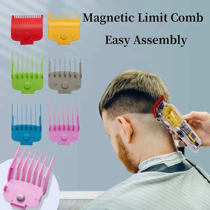 Magnetic Buckle Limit Comb Set Hair Clipper Accessories Limit Comb 6-piece Set Positioning Caliper Hair Salon Accessories Tools