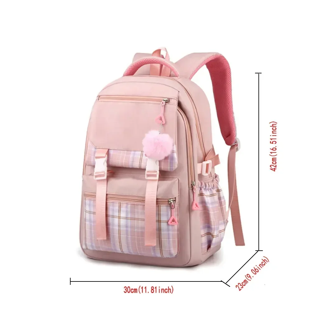  Hello Kitty Backpack for Women Girl College Student Kawaii School Bag Large Capacity with Pendant Nylon Fabric