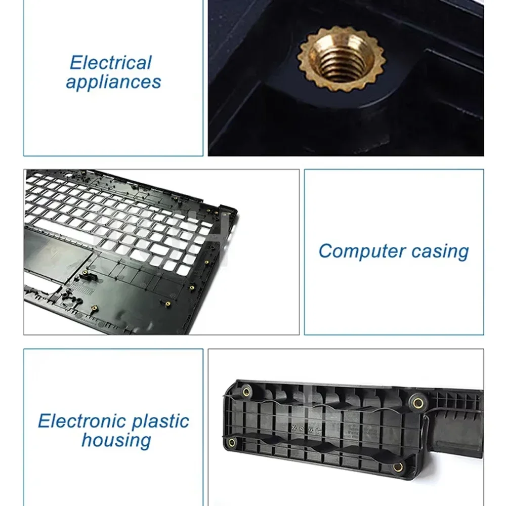 100-200pcsM6 Heat Inserts Brass Hot Melt Knurled Nut Threaded insert Molding Double Twill Injection Embedment Nut For 3D Printer