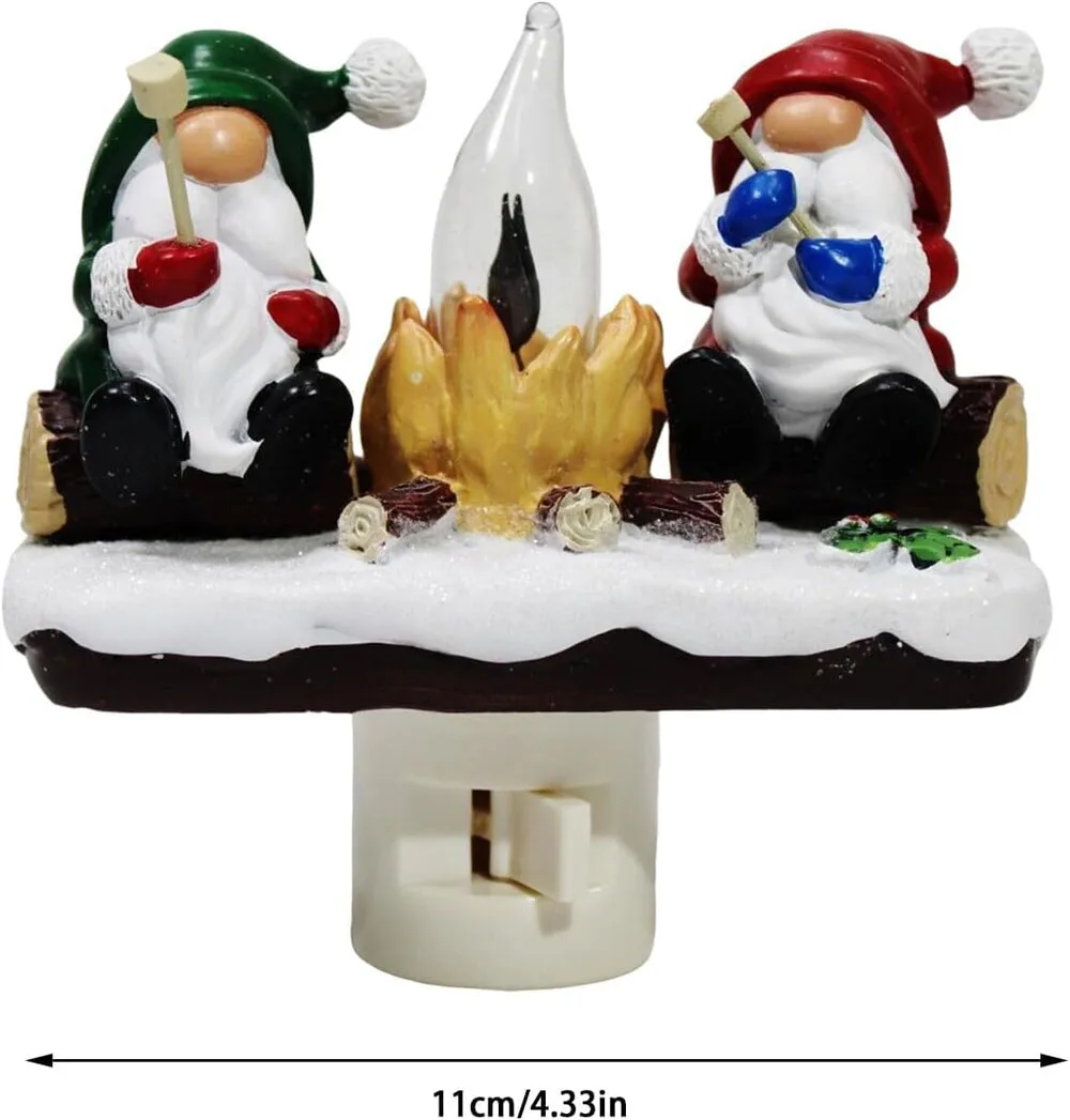 2024 Santa Campfire Flickering Nightlight: 3d Stereo Christmas Eve Lights Flameless Candles With Fire Marshmallows Designed