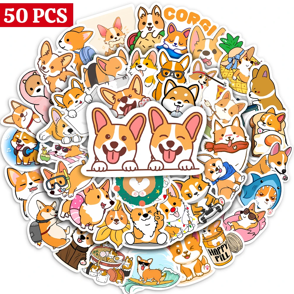 Cute Kawaii Corgi Pet Dog Decorative Washi Stickers Scrapbooking Label Diary Stationery Album Computer Refrigerator Skateboard