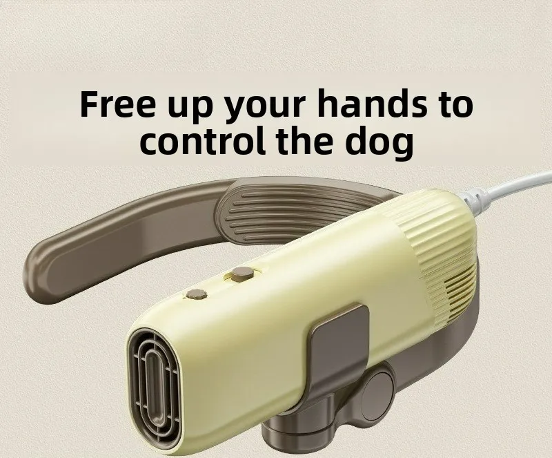 Pet Grooming High Speed Blow Dryer Hands-Free Neck Hang Design with 110000RPM Motor 3 Speed 5 Heat for Dog Cat