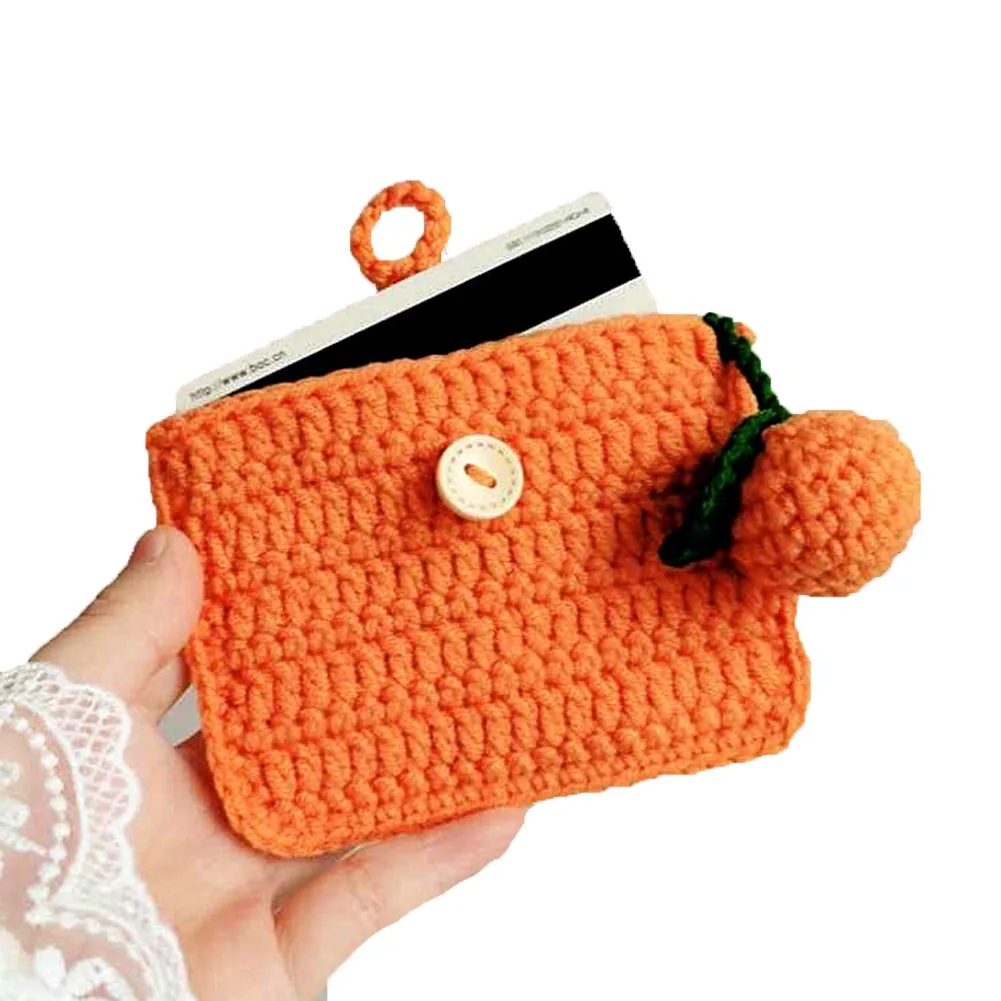 BOMHCS  Handmade knitted Crochet Leaf Fruit Credit Bus Cards Protective Sleeve