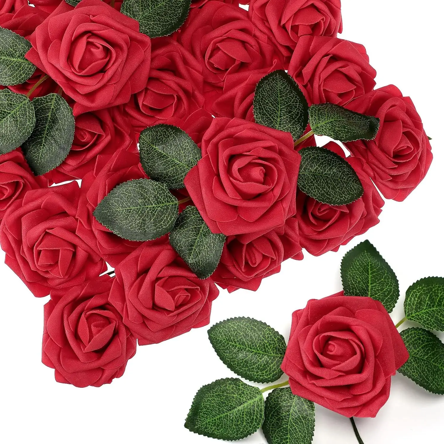 

150 Pieces Artificial Roses Flowers Bulk Fake Roses with Long Stem Faux Bridal Flower Bouquets for DIY Wedding Centerpie