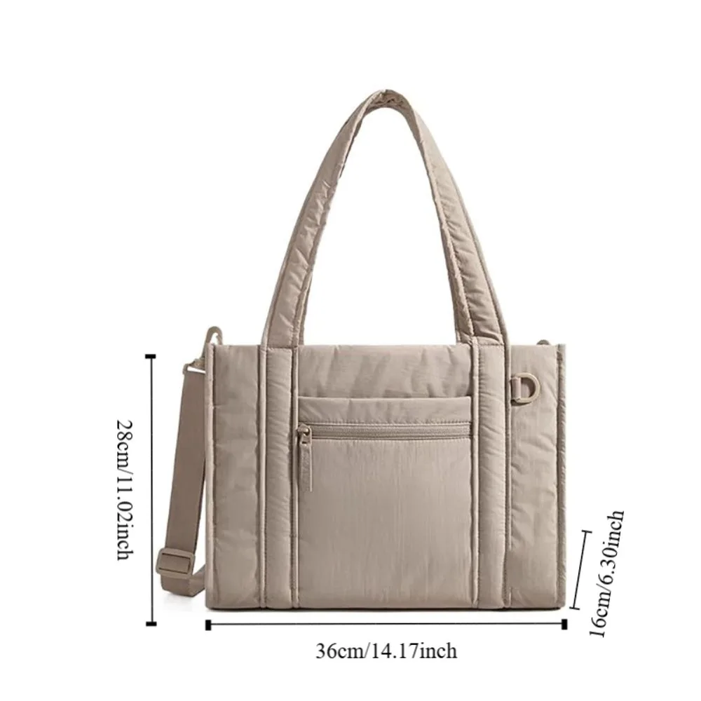 Versatile Nylon Puffer Tote Bag for Women Multiple Pockets Water-resistant Puffy Handbag Casual Lightweight Mom Bag for School - view 5