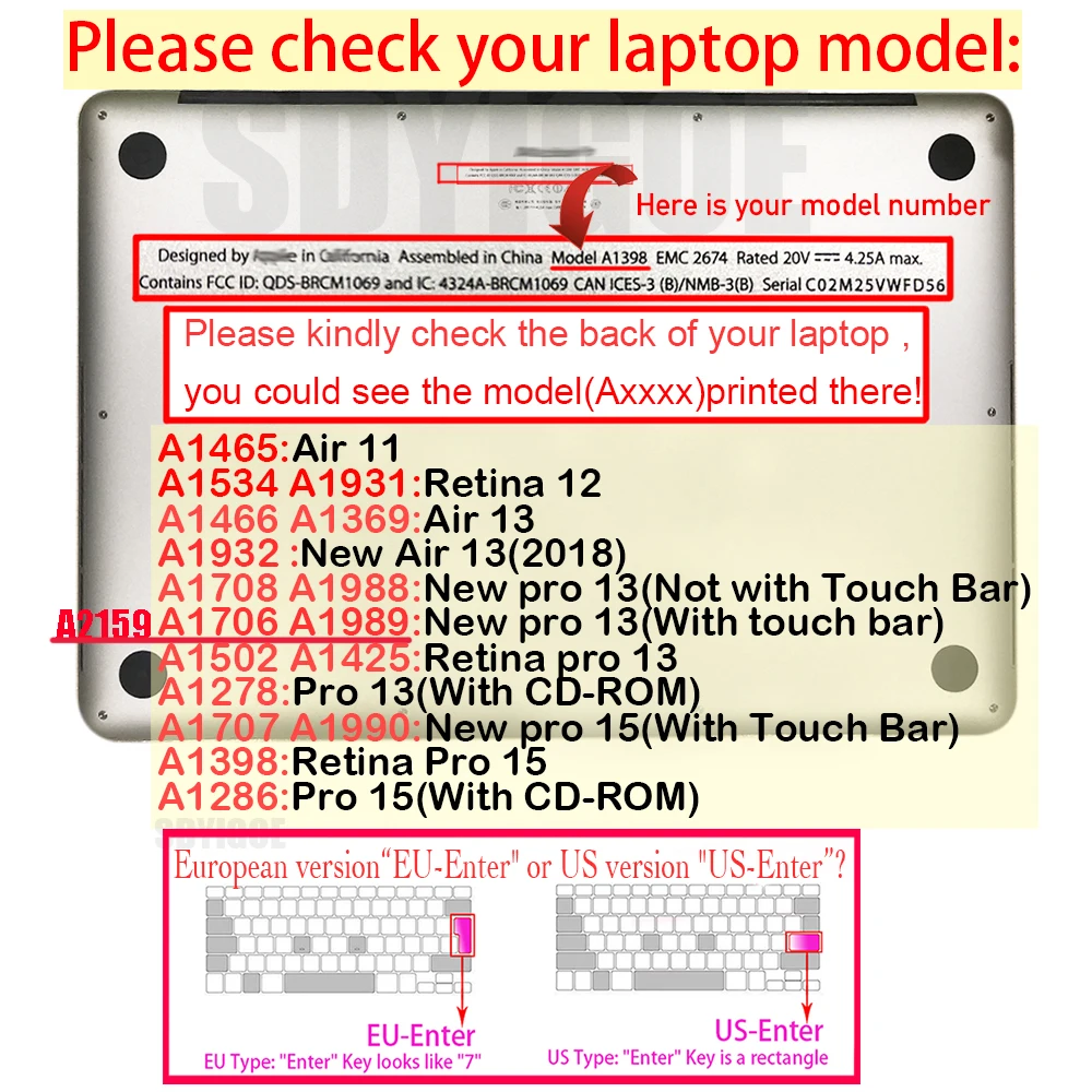 Película protetora para teclado de macbook air, 13 polegadas, com touch id a1932, capa de silicone para teclado de notebook
