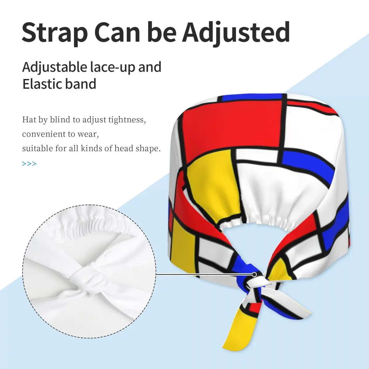 Mondrian Scrub Hat Dottore Berretto chirurgico da lavoro Uomo Donna Berretti infermieristici regolabili per dentista