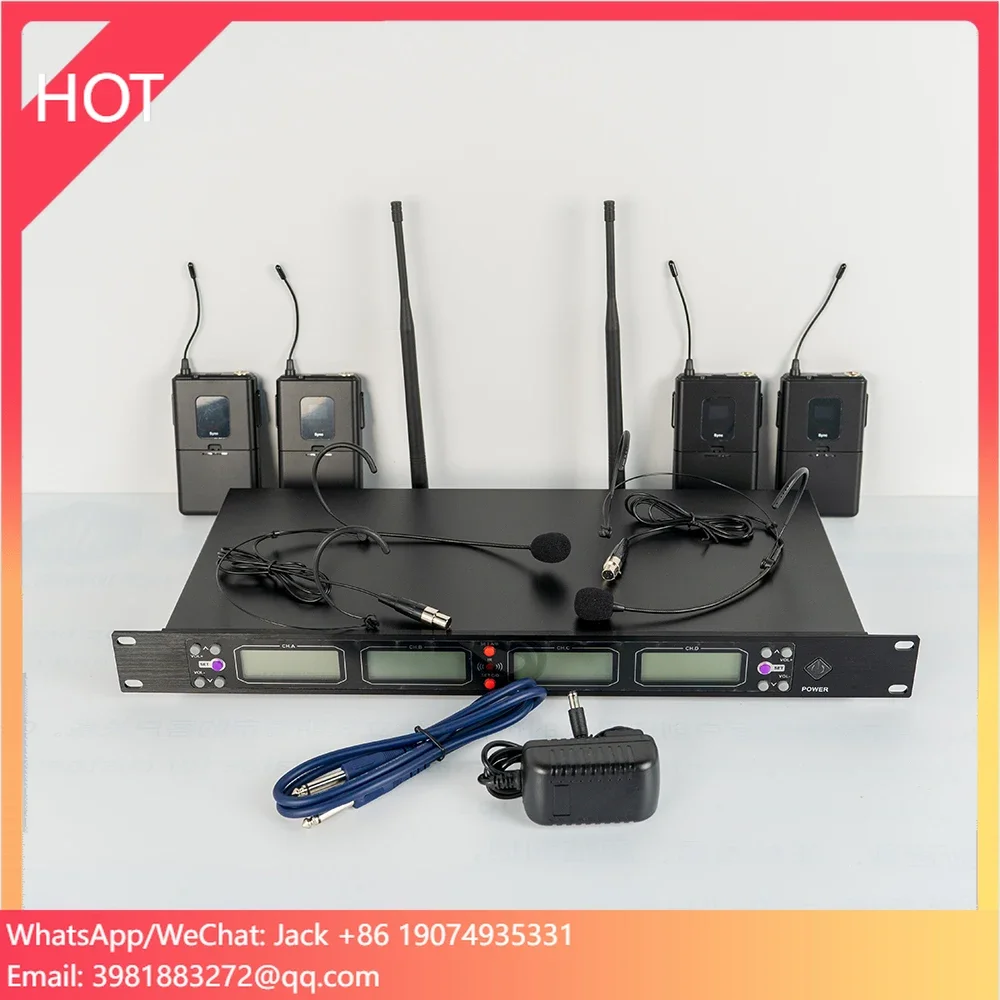

K408 Professional UHF 4 Channel Headset Portable Wireless Microphone Mic System