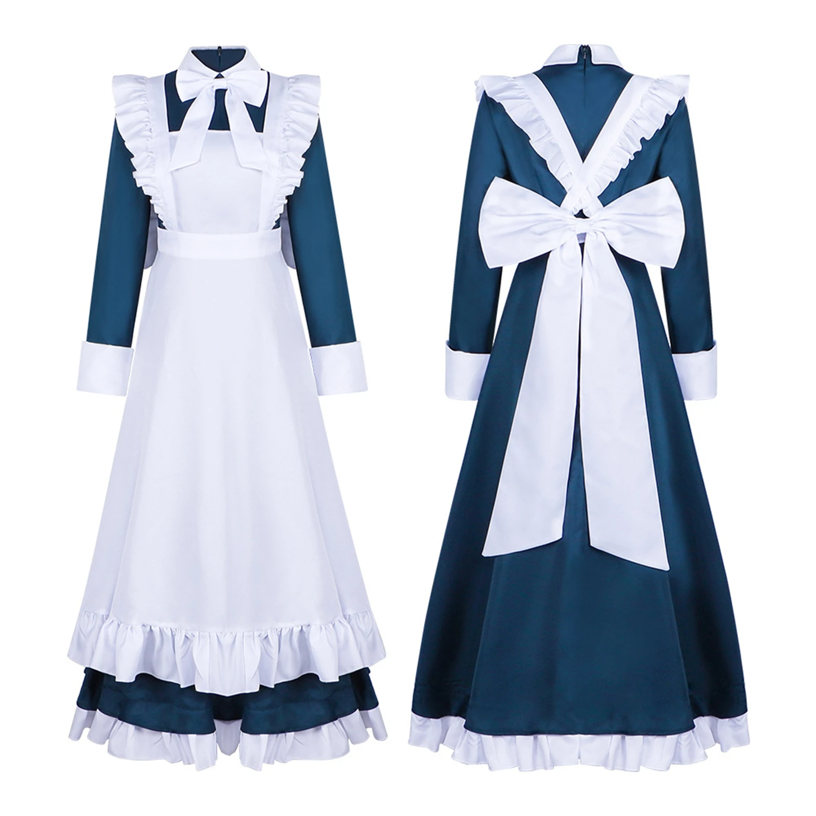 

Mechanical Marie Cosplay Costume Anime Robot Maid Uniform Blue Dress With Apron Bow Halloween Carnival Party Uniform