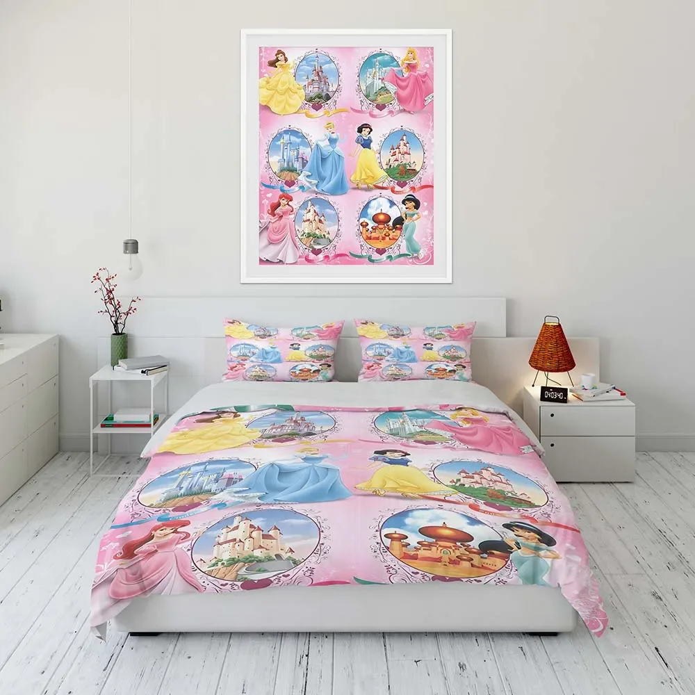 Disney Princess Cartoon Bedding Set Quilt Spiderman Duvet Cover Comforter Bedclothes Children Kid Boy Bed Birthday Gift Sabanas