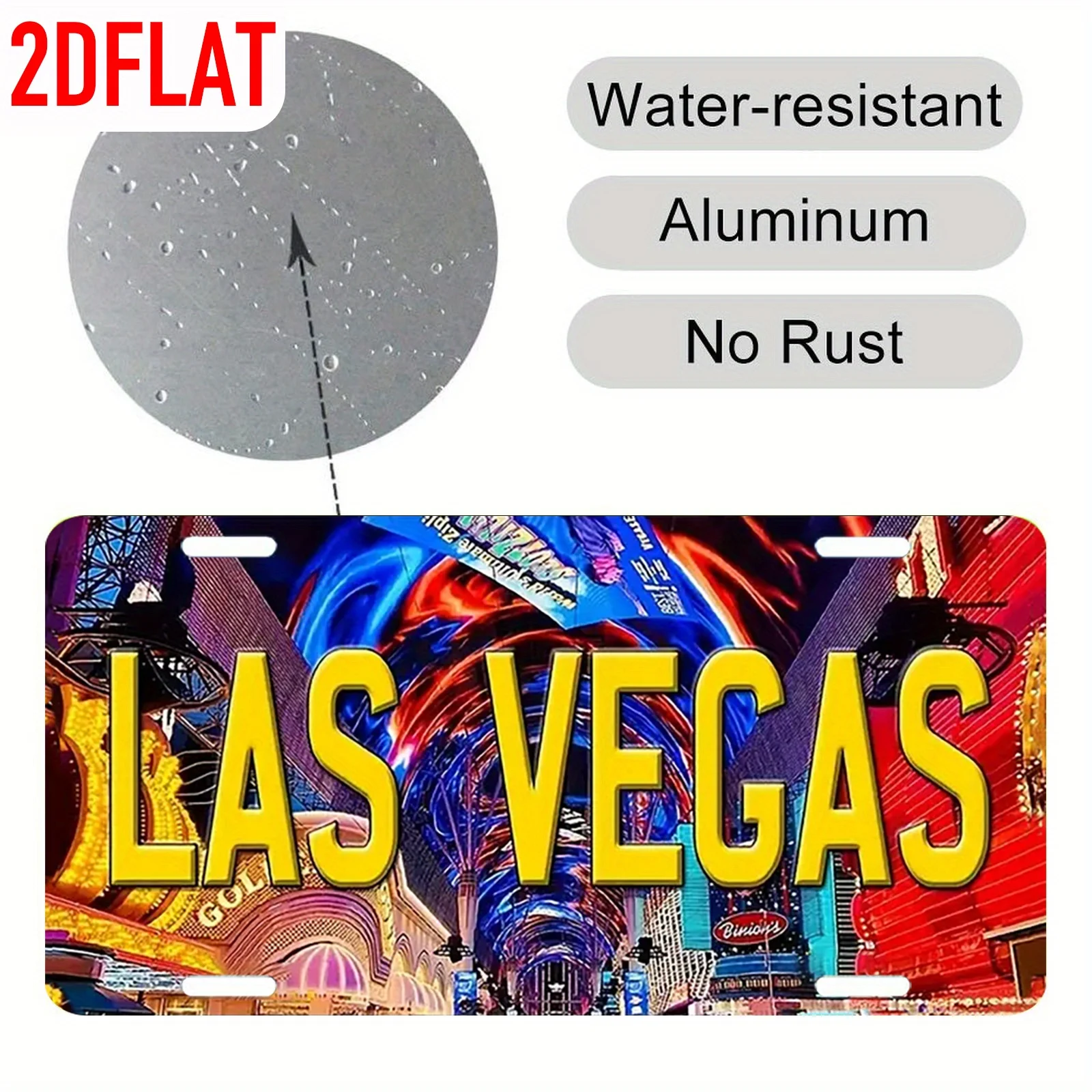 Letrero de matrícula de Las Vegas Neon City - Placa de metal vintage duradera para decoración de pared, arte de pared para el hogar, oficina, bar o man cave