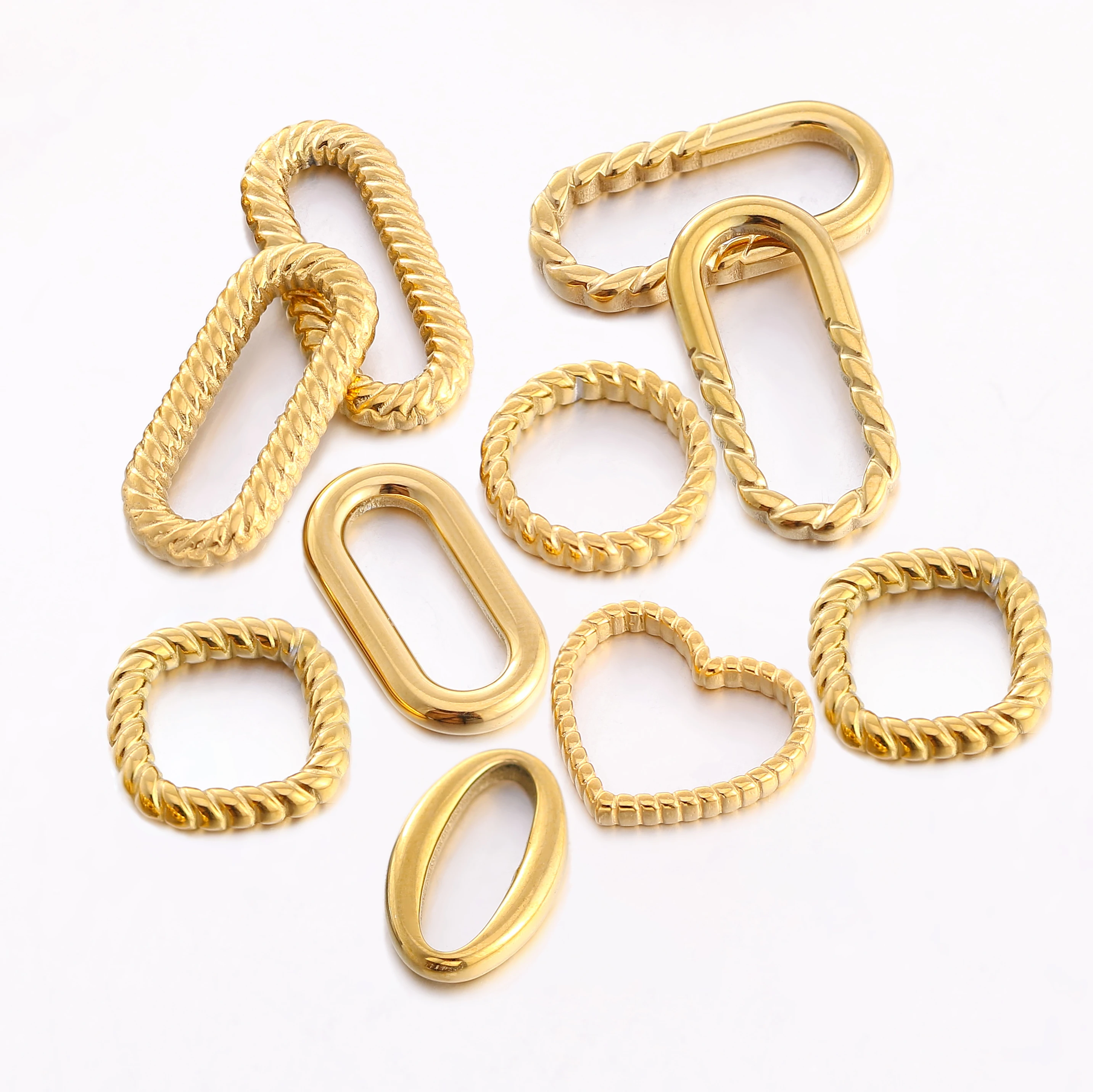 3Pcs/Lot Twist Oval/Round/Hearts Charms Stainless Steel Geometric Connectors Pendants Diy Earrings Necklace Making Accessories