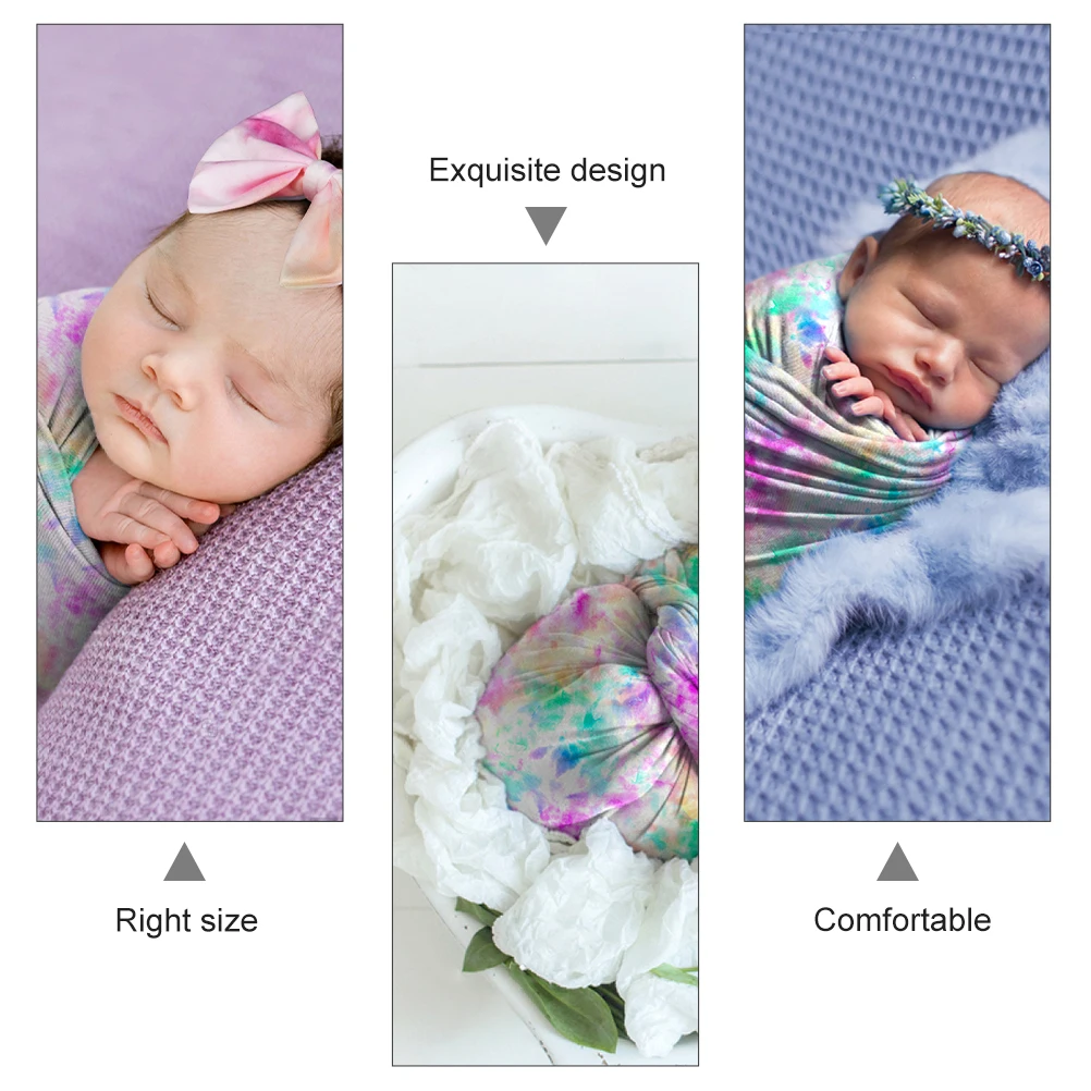

1 set 1 Set Baby Wrap Headband Newborn Swaddle Blanket Swaddle Wrap For Infant Printed Photography Prop Infant Gift Set