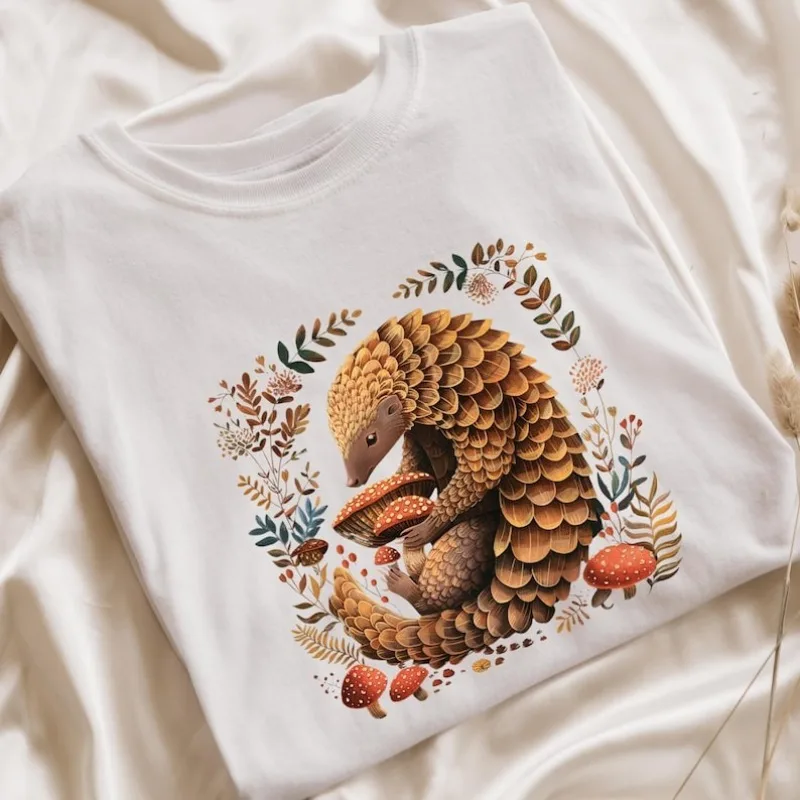 

Женская футболка с принтом грибов и растений, модная футболка с короткими рукавами в стиле ретро, повседневный стиль, топ в стиле Харадзюку с круглым вырезом