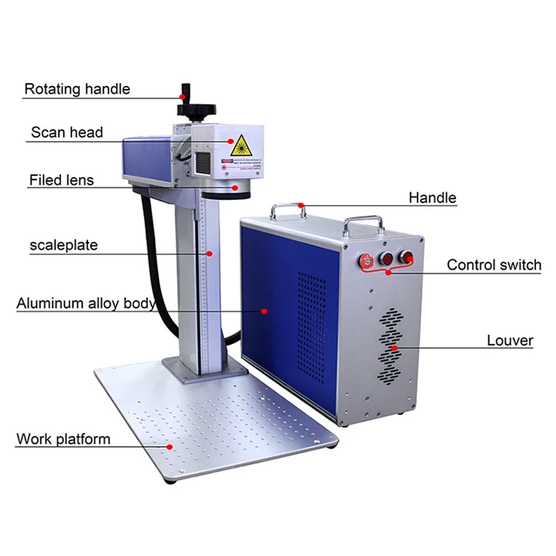 20W Fiber Laser Marking Machine Bench-top Laser Marker for Metal Pet Nameplate