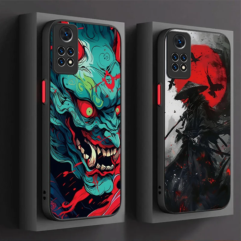 Japan Ghost Face Samurai Matte Phone Case For Xiaomi Redmi Note 13 12 11 Pro Plus 4G 5G 12S 11S 10 10S 9 9S 8 13C 12C 10C Cover