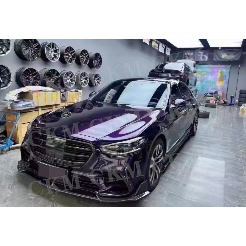 

Carbon Fiber Front Bumper Lip Spoiler Body Kits for Benz S Class W223 S450 S500 Sport 2021-2023 FRP Car Styling Accessories
