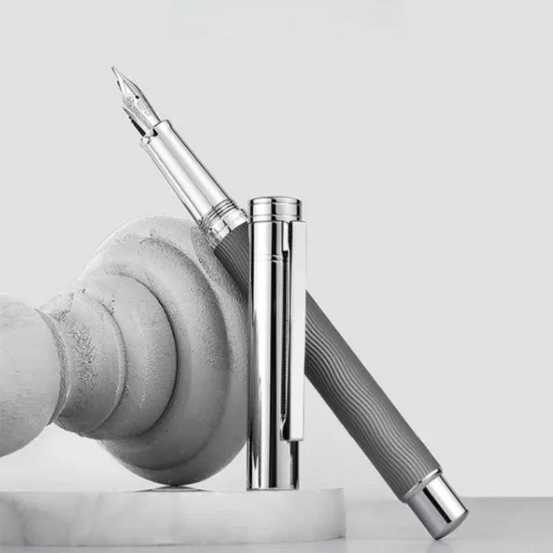 

Voyager Series HongDian 1843 Fountain Pen Metal Wave Pattern Stainless Beautiful Ripples Iridium EF F Nib Classic Pens Gift