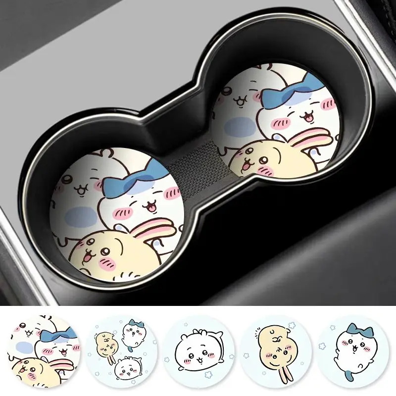 Chiikawa Kawaii Car Coaster Anime Cartoon Car Decoration Vehicle Mounted Anti-Slip Water Coaster Storage Mat Universal Girl Gift