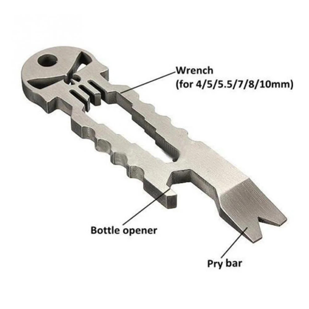 Stainless Steel Multi-Purpose Skeleton Crowbar Keychain Portable Outdoor Tool Bottle Opener Wrench Nail Lifter Camping supplies