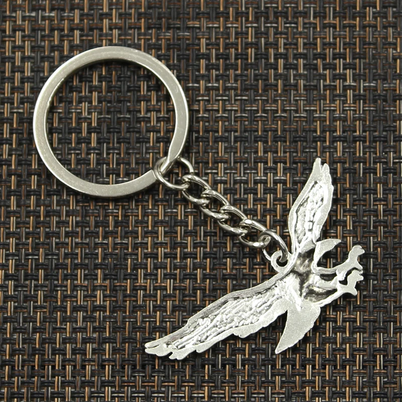 Fashion 30mm Key Ring Metal Key Chain Keychain Jewelry Antique Bronze Silver Color Plated Hawk Eagle 28x50mm Pendant