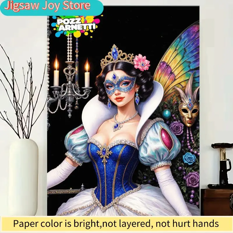 لغز حفلة التنكر بثيم سنو وايت من ديزني |   تتميز بفستان أزرق، وتاج ذهبي، وأجنحة فراشة، وثريا - مثالية