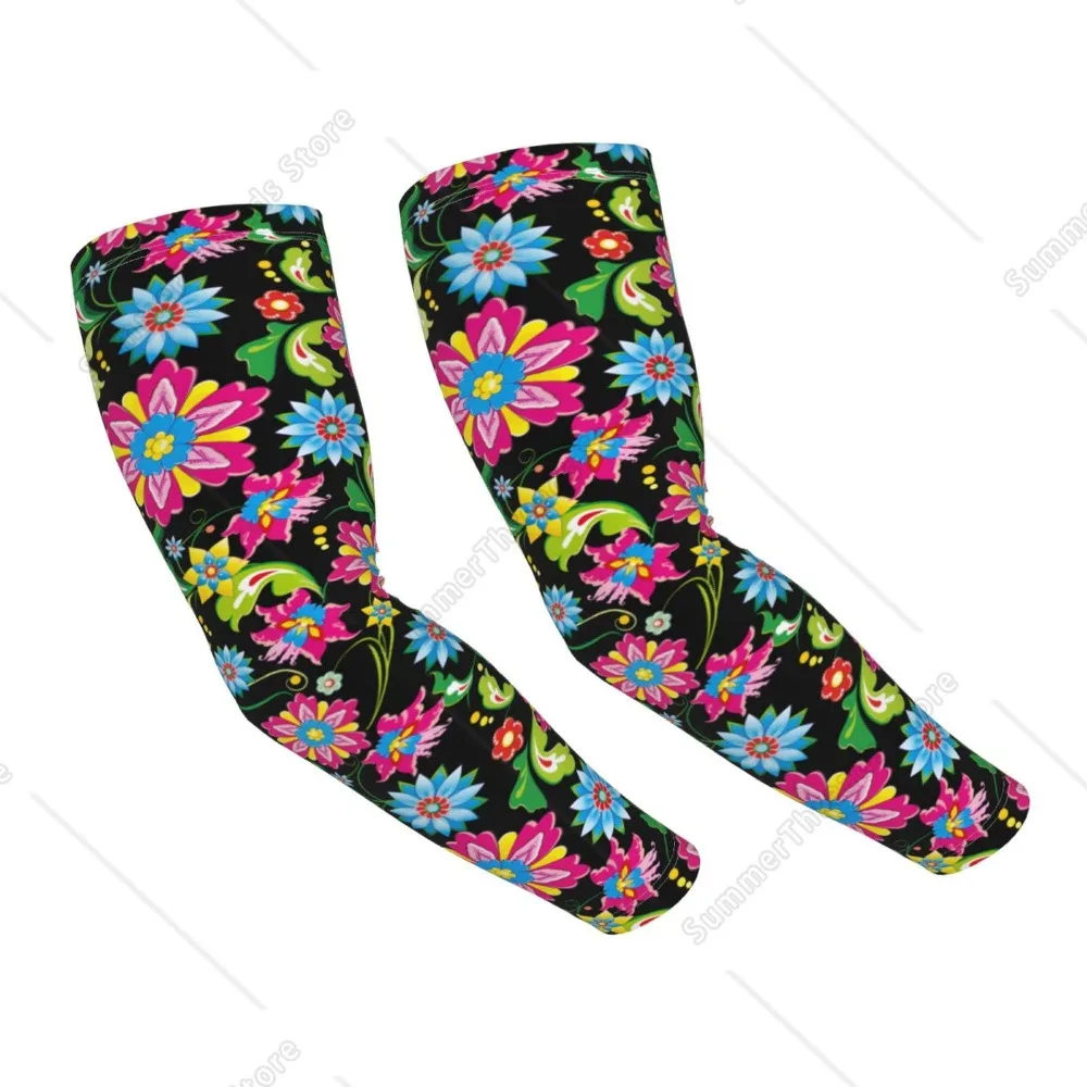 

Mexican Style Bright Cooling Sleeves for Women, Arm Sleeves, UV Sun Protection Sleeve to Cover with Silicone Anti-Slip