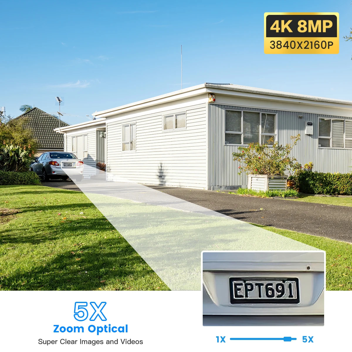 Ctronics 야외 360 감시 카메라, UHD 야간 투시경, 자동 추적, WiFi, 5Ghz, 16X, 5X 광학 줌, 리얼 4K, 8MP