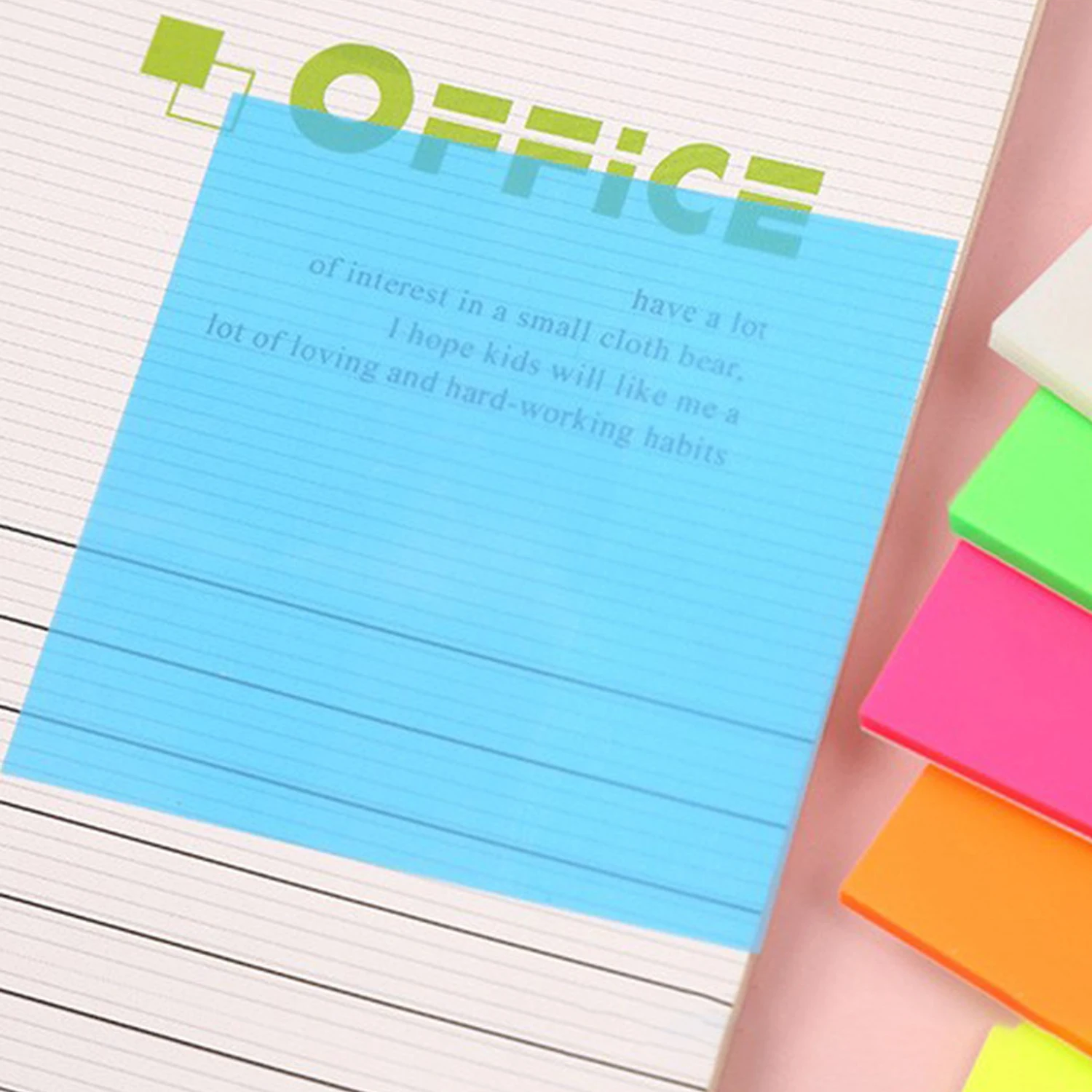 Colored Transparent Sticky Notes 50 Sheets Waterproof Posted It See-Through Stickers Non-Covering Self Adhesive Memo Pads