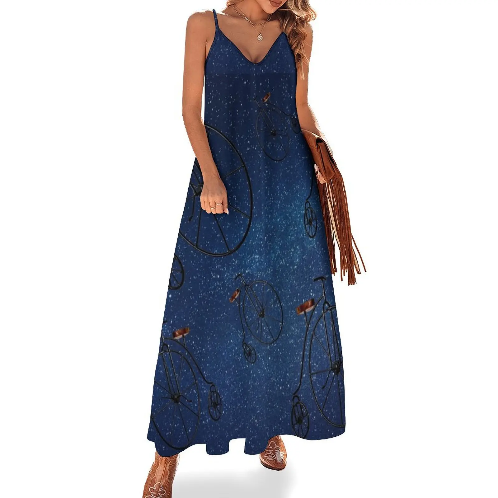 

A PENNY-FARTHING FOR YOUR THOUGHTS Sleeveless Dress women's luxury party dress african dresses for woman Women's clothing Dress