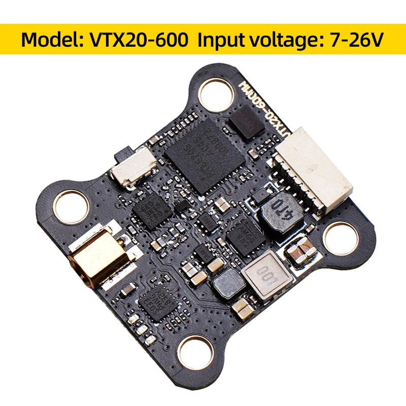 JHEMCU VTX20-600 5.8G 40CH VTX Support 2-6S Lipo PIT/25/100/200/400/600mW 20X20mm For RC FPV Long Range Racing Drone Quadcopter