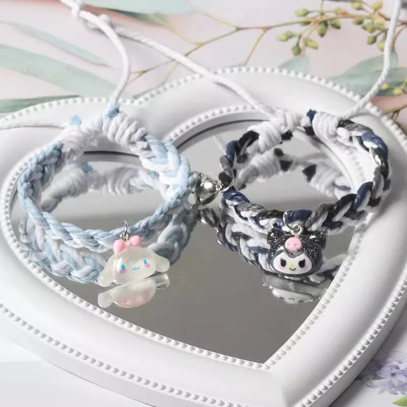 Miniso المغناطيسي الأصلي سانريو Yugui الكلب سوار زوجين تمتص الأربطة المطاطية الصغيرة أساور إعطاء الأصدقاء