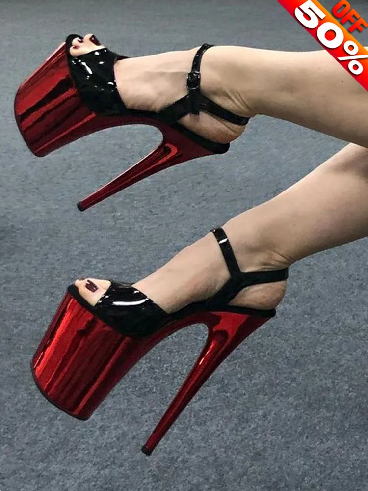 Sexy Fetish 8 Inches Dress Platform Sandals Peep Toe Pole Dance Shoes 20cm Women Stripper Models Show Nightclub Exotic Bride New