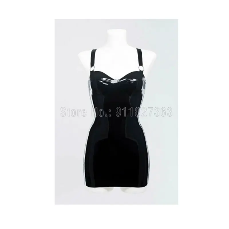 Handmade sexy Latex Dress Rubber Gummi V Back Ring Gallus Dresses Jumpsuit w/o Zip Customized