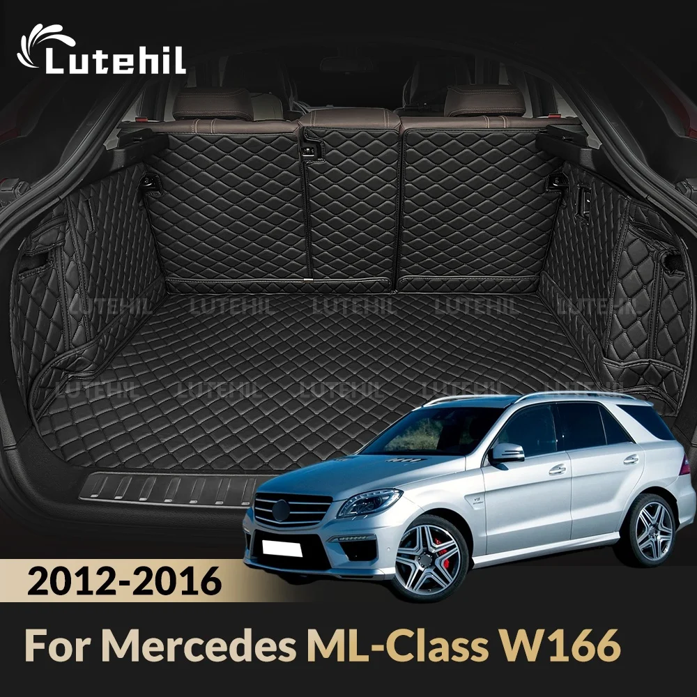 Kofferraummatte für Mercedes Benz ML-Klasse W166 2012-2016 15 Kofferraumteppiche mit Rückenlehnen-Schutz Kofferraumzubehör