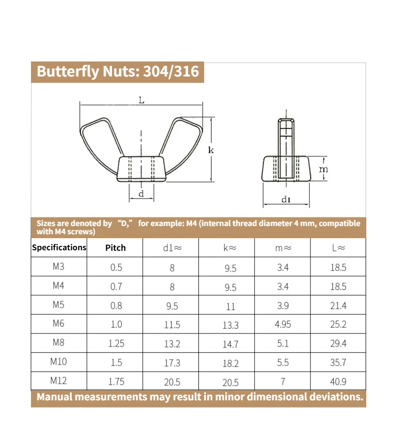 Black Zinc Plated 304 Stainless Steel Wing Nut DIN315 Butterfly Nut Hand Twist Thumb Nut M3 M4 M5 M6 M8 M10 M12 Metric Fastener