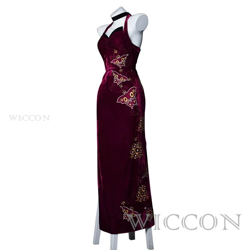 Ada Wong Cosplay Costume embroidery cheongsam style red dress cosplay costume clothes wig uniform women Halloween sexy women