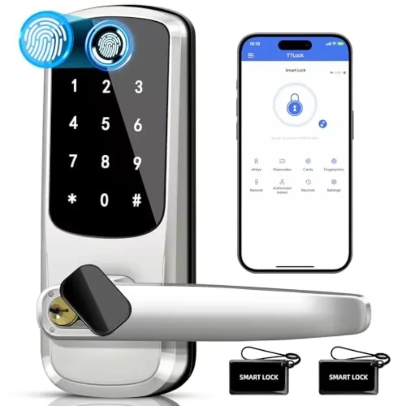 Smart Fingerprint Keyless Entry Reversible Handle TTlock Touchscreen Keypad Digital Door Lock