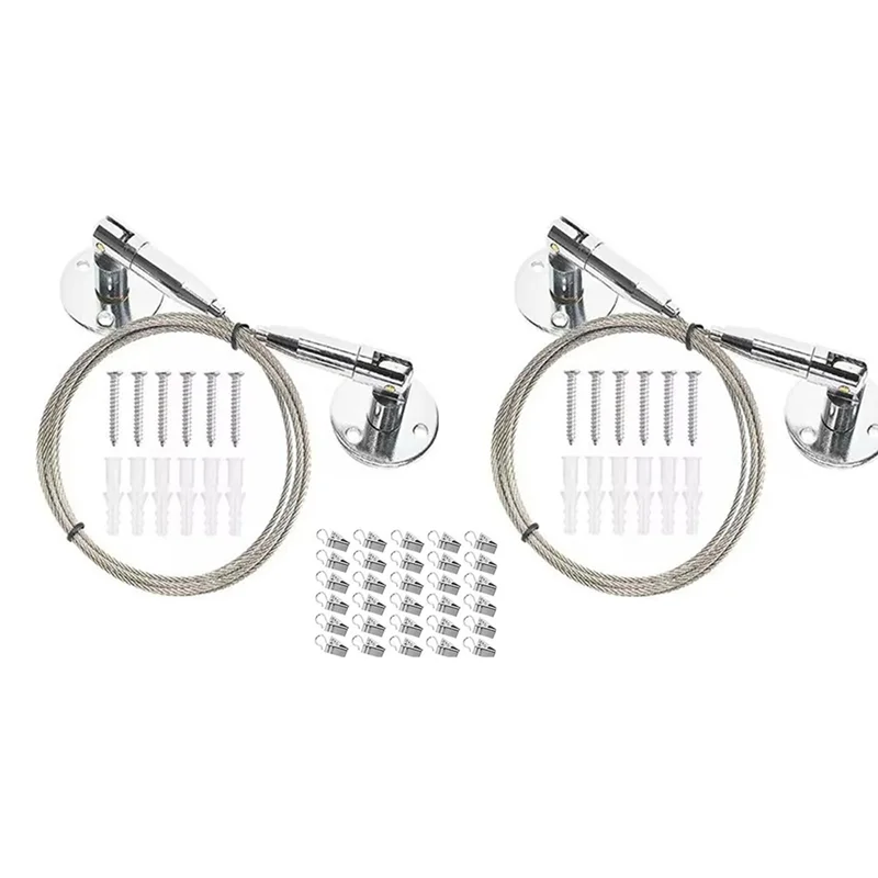 Precision Kids Artwork Display System - 6.5 Ft Adjustable Self-Locking Wire With 30 Clips For Art,Curtains,And More