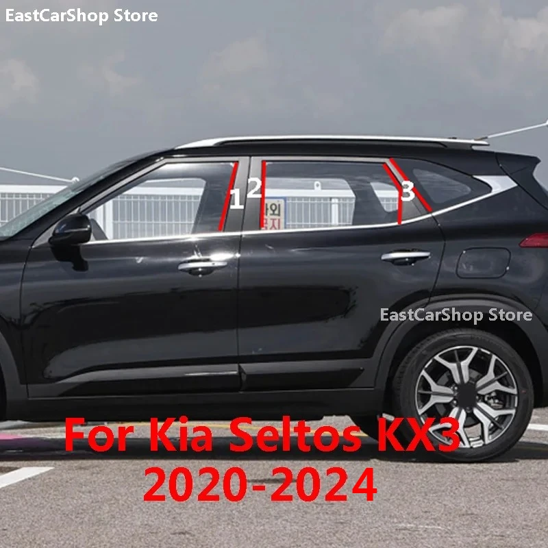 

For Kia Seltos KX3 2020-2024 Car Door Window Central Middle Column Trim Decoration Protection B Strip PC Sticker Accessories