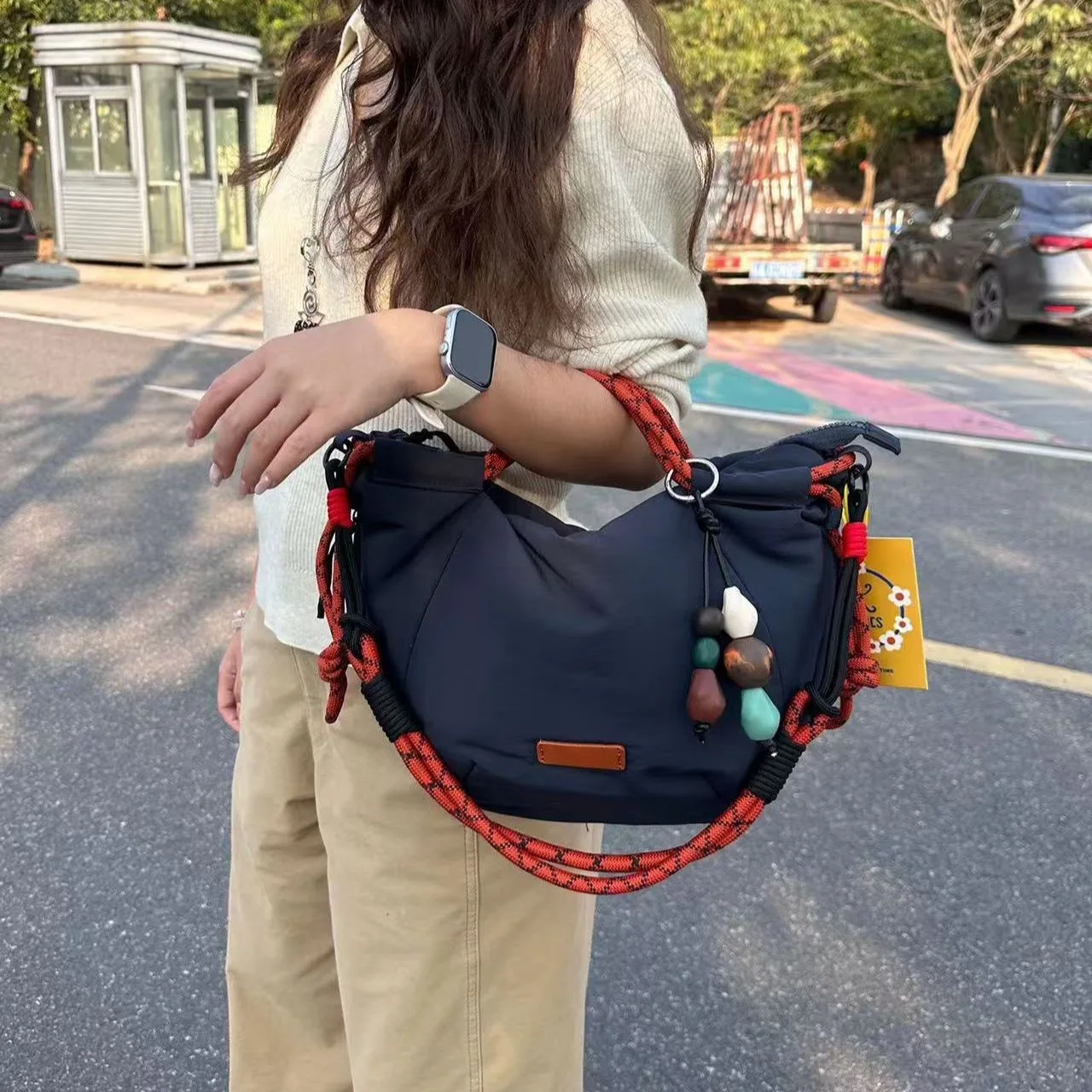 Oxford Cloth Crossbody Bag Lightweight Casual Sport Handbag Single Shoulder Sling Bag for Women Elegant Minimalist Style